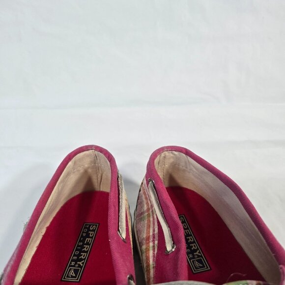 Sperry Top Sider Plaid Sequin Boat Shoes Women Size 9 Pink Pastel Coastal Preppy - Picture 5 of 10